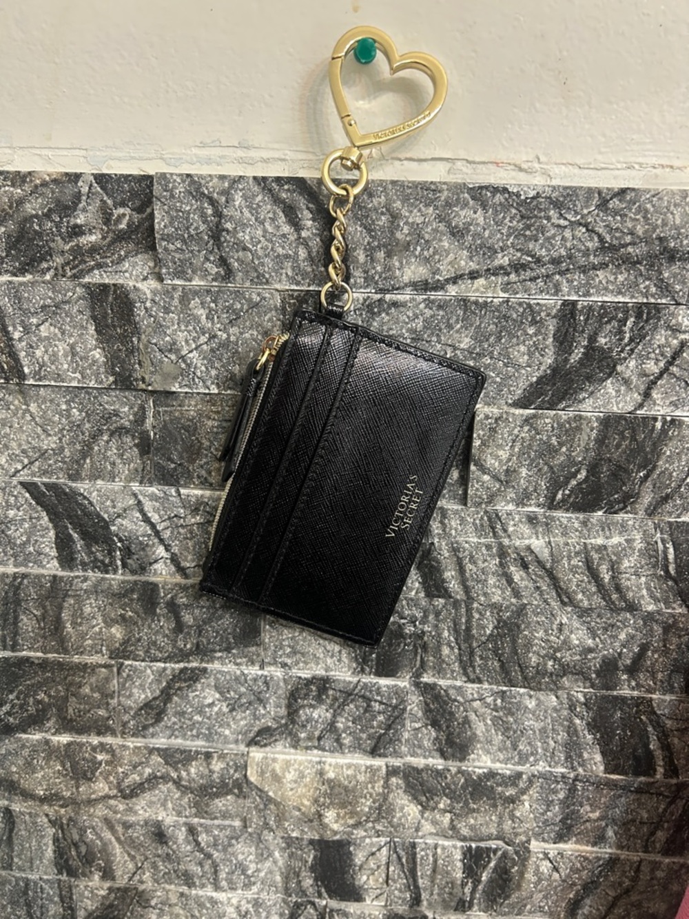 Victoria's Secret Black Cardholder Keychain Wallet
